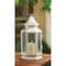 8" White Metal Victorian Lantern with Floral Cutouts